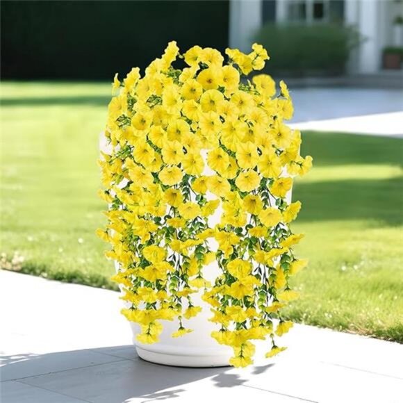 Artificial Flowers for Outdoors Decoration, 4Pcs Fake Hanging Flowers Morning - Picture 8 of 8